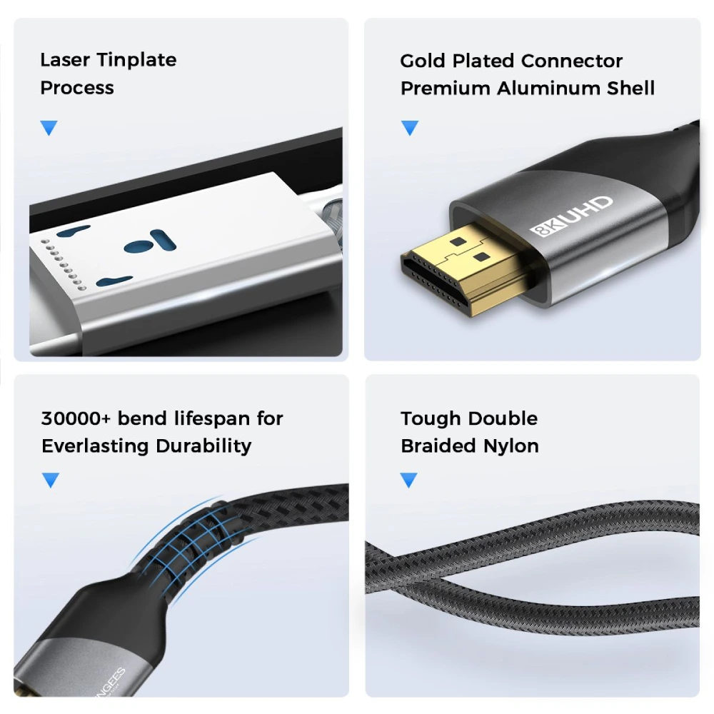 Bungees HDMI Cable 5m 8K 60Hz 2160P With Ethernet 48 Gbps Speed view 4